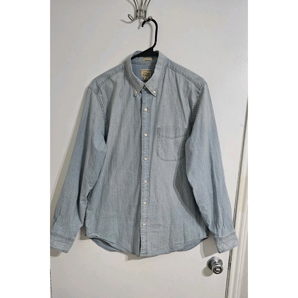 J. Crew Women's Button-Up Denim Shirt Medium Blue Pocket Preppy Casual Work Wear